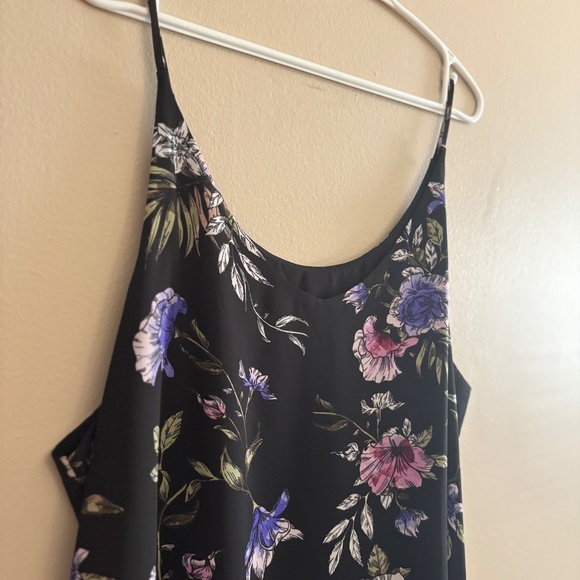 Reitmans Black Floral Print Spaghetti Strap Double Lined Blouse - Size 2X - Picture 4 of 14